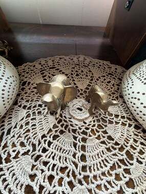 Vintage Solid Brass Elephant Figurine Set of 2